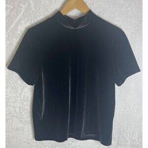 Madewell Velour Blouse Short Sleeved Black Size Large